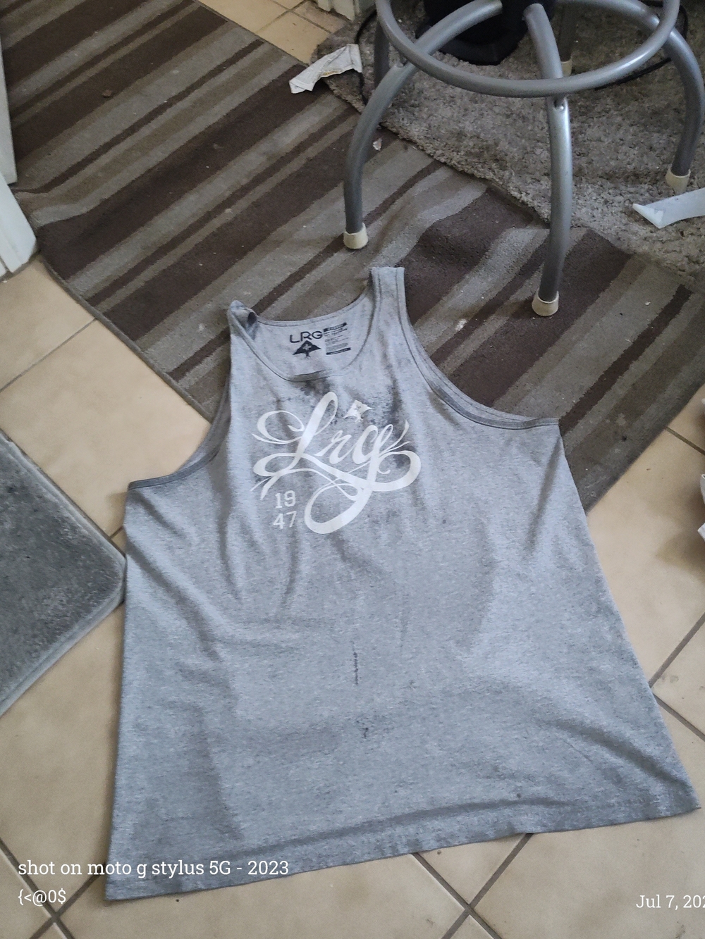 Lrg Gray Tank Top with White Script Logo